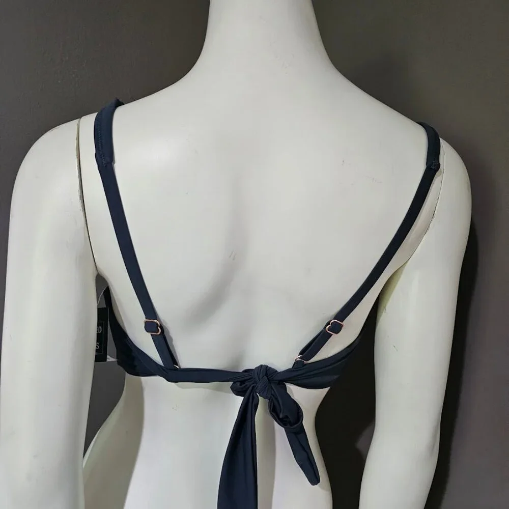 Bar III Resort Solids Ring-Detail Tie-Back Bikini Top - Picture 4 of 8